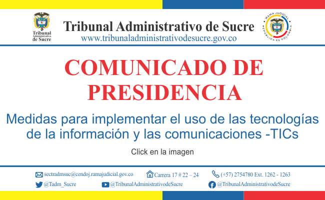 COMUNICADO DE LA PRESIDENCIA DEL TRIBUNAL ADMINISTRATIVO DE SUCRE