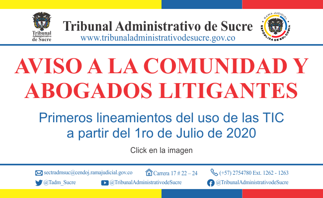 AVISO A LA COMUNIDAD Y ABOGADOS LITIGANTES - 1RO DE JULIO 2020