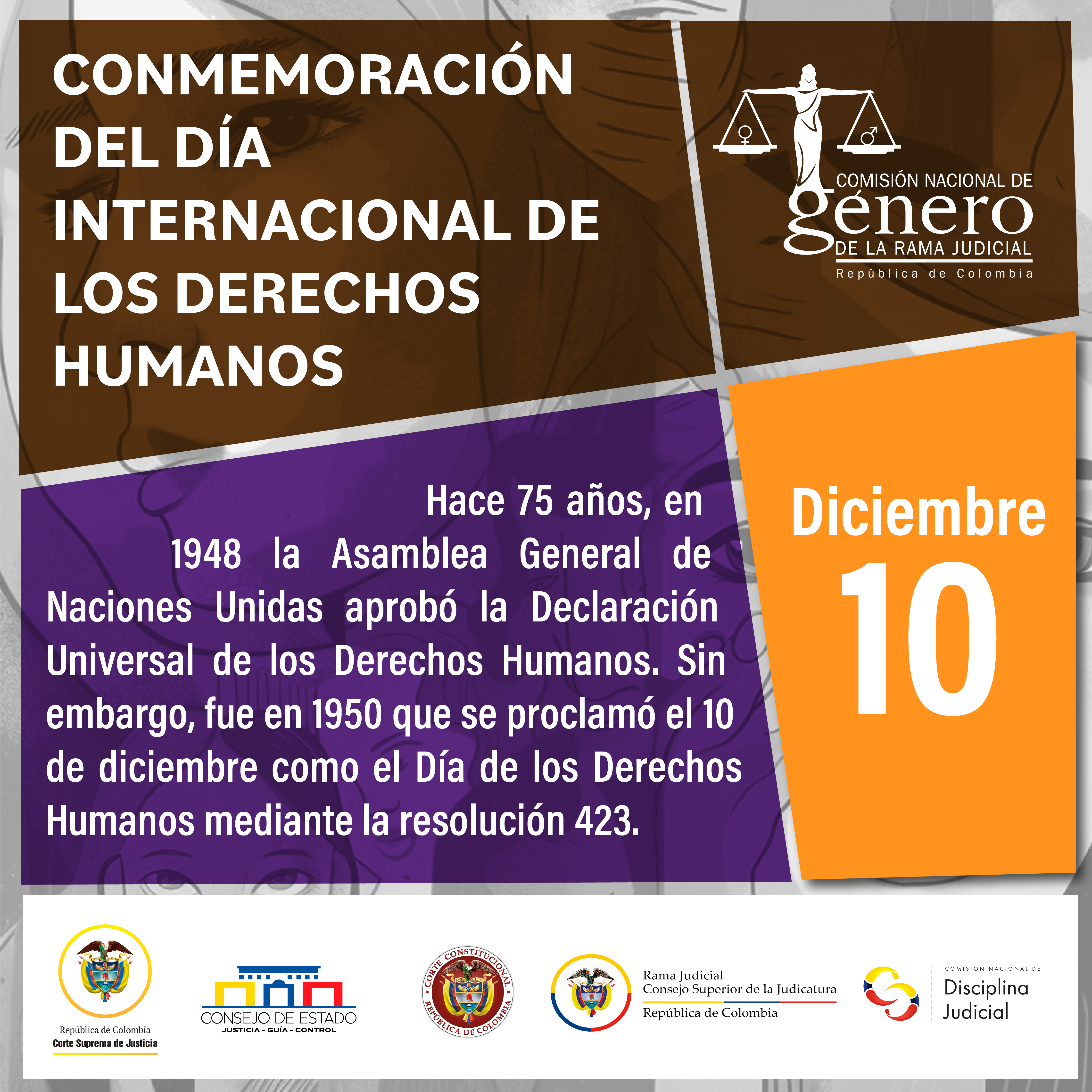 Hoy #10Dic la #ComisiónNacionalDeGénero de la Rama Judicial se une a la #ConmemoraciónDíaDeLosDerechosHumanos