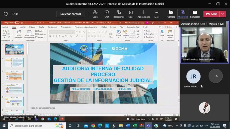 AUDITORÍA INTERNA SIGCMA 2022 - PROCESO DE GESTIÓN DE LA INFORMACIÓN JUDICIAL